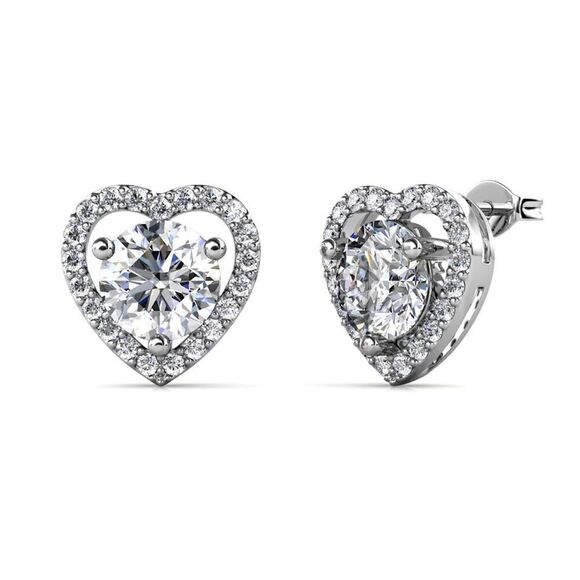 💎203💎 STUNNING DIAMOND MOISSANITE HALO HEART STUD EARRINGS BUNDLE WITH #201 - Picture 4 of 14